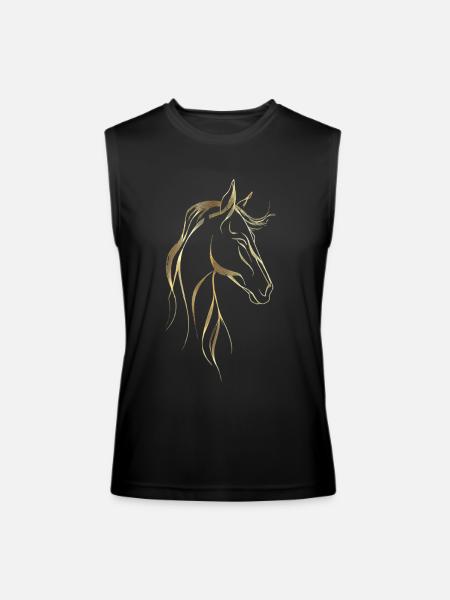 Golden horse line art  - Men’s Performance Sleeveless Shirt - black