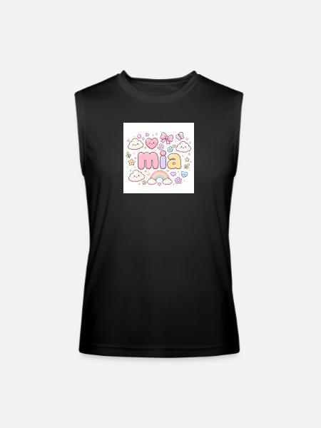 Mia Rainbow Cloud Cute Design - Men’s Performance Sleeveless Shirt - black