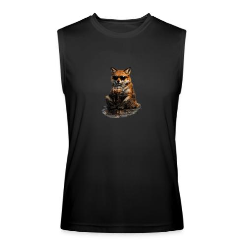 Cool Red Fox Wearing Sunglasses Drinking Coffee - Men’s Performance Sleeveless Shirt