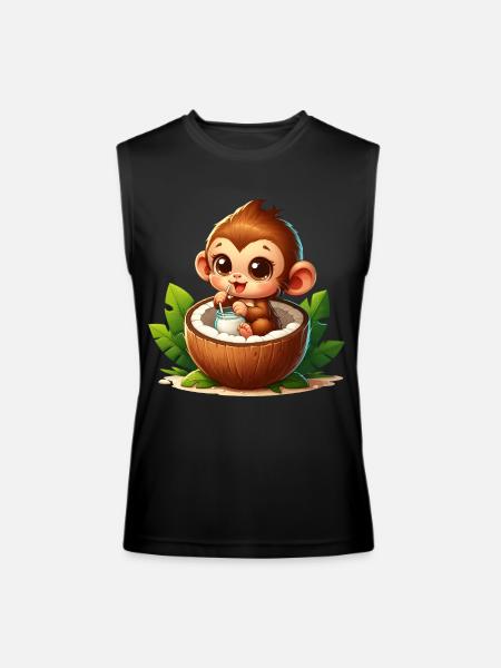 Monkey Relaxing Inside Coconut - Men’s Performance Sleeveless Shirt - black