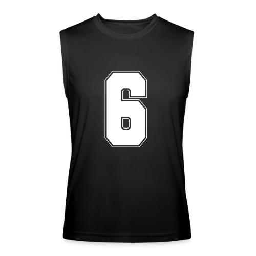 White Number 6 – Varsity Font - Men’s Performance Sleeveless Shirt
