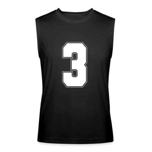 White Number 3 – Varsity Font - Men’s Performance Sleeveless Shirt