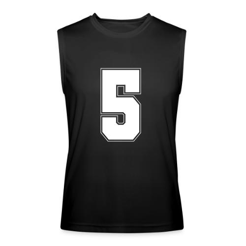 White Number 5 – Varsity Font - Men’s Performance Sleeveless Shirt