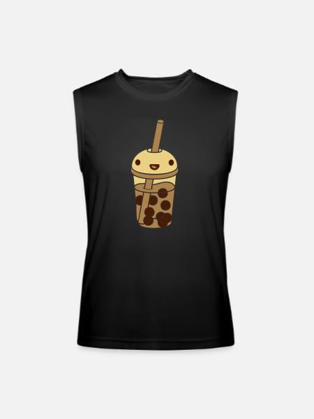 anime face bubble tea - Men’s Performance Sleeveless Shirt - black