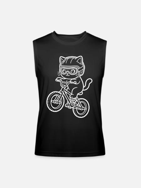 Kawaii Cat Riding BMX Bike - Men’s Performance Sleeveless Shirt - black