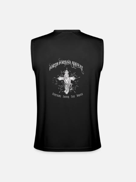 Fortis Fortuna Adiuvat - Cross and Hand Tattoo - Men’s Performance Sleeveless Shirt - black