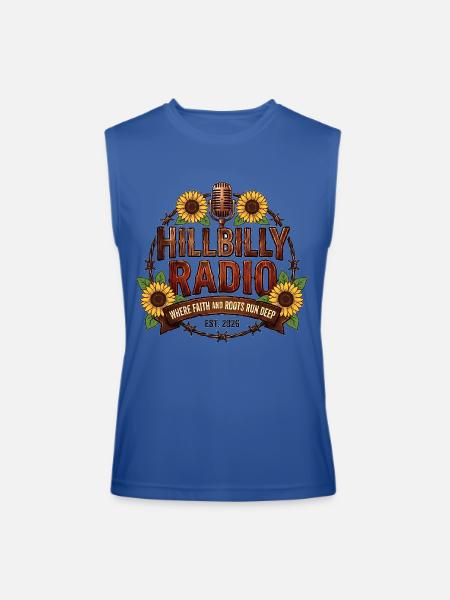 Hillbilly_Radio_Logo_Sunflowers - Men’s Performance Sleeveless Shirt - royal blue