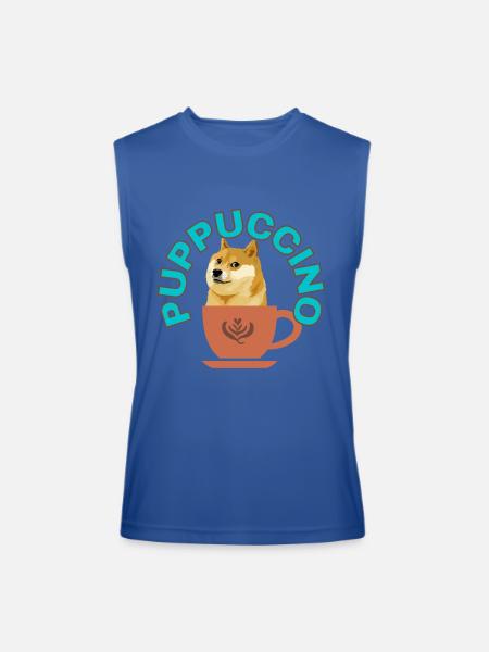 PUPPUCCINO, FUNNY COFFEE DOG - Men’s Performance Sleeveless Shirt - royal blue