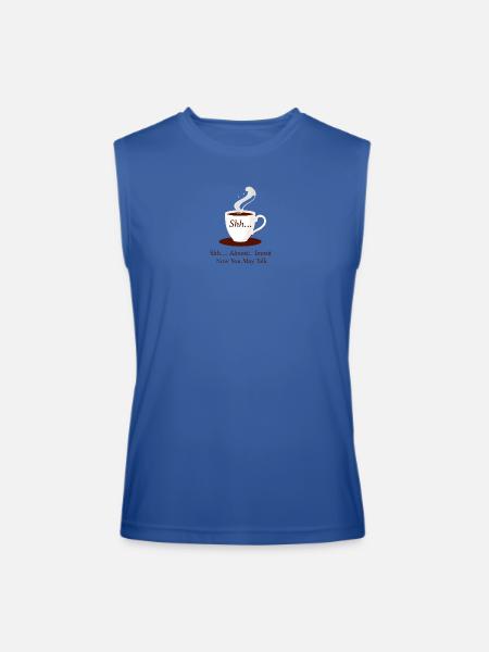 Shhh Coffee Mug with Whispering Text - Men’s Performance Sleeveless Shirt - royal blue