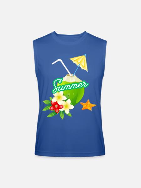 Tropical Summer Coconut with Flowers - Men’s Performance Sleeveless Shirt - royal blue