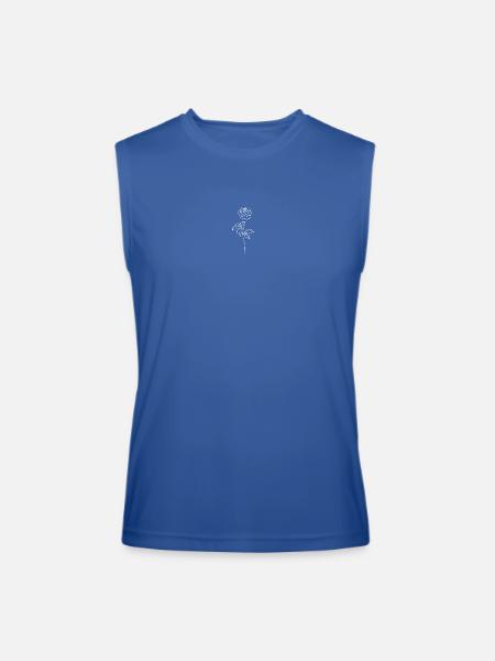 Minimalist Rose Line Art - Men’s Performance Sleeveless Shirt - royal blue