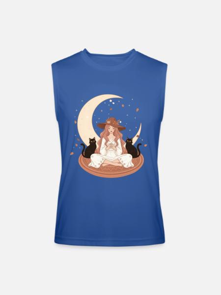 Enchanted Autumn Witch & Moonlight - Men’s Performance Sleeveless Shirt - royal blue