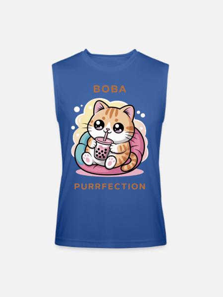 Boba Cat Purrfection - Men’s Performance Sleeveless Shirt - royal blue