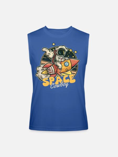 Space Cowboy : Ride Amongst the Stars - Men’s Performance Sleeveless Shirt - royal blue - Front