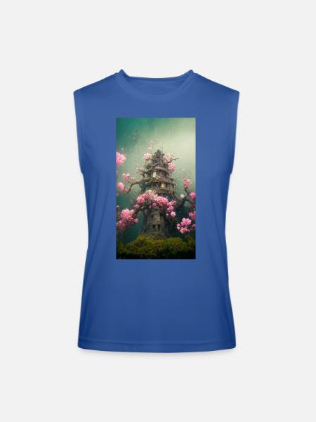 Underwater Sakura Temple - Men’s Performance Sleeveless Shirt - royal blue