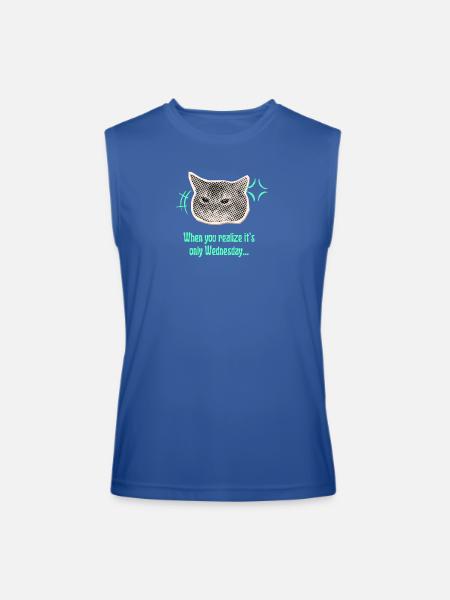 Wednesday Cat Halftone Meme - Men’s Performance Sleeveless Shirt - royal blue