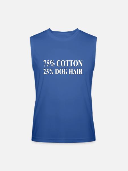 Dog Hair Cotton Blend Tee - Men’s Performance Sleeveless Shirt - royal blue