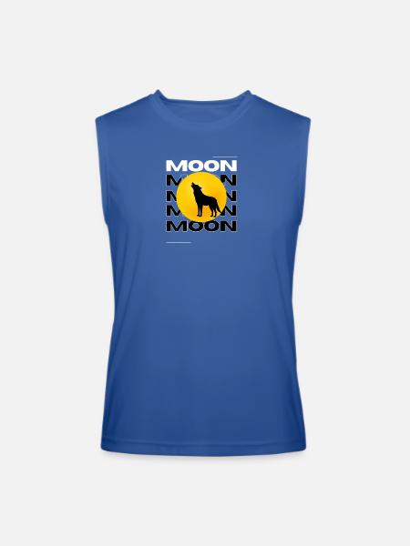 Howling Wolf Full Moon Graphic - Men’s Performance Sleeveless Shirt - royal blue