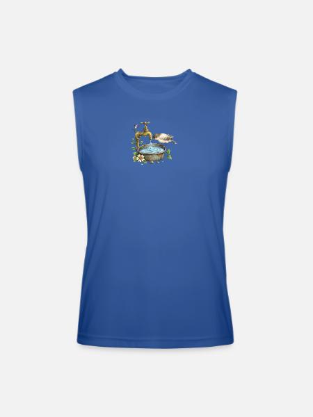 Bird at Rustic Tap Garden Watering - Men’s Performance Sleeveless Shirt - royal blue