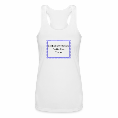 Franklin Mass townie certificate of authenticity - Women’s Performance Racerback Tank Top