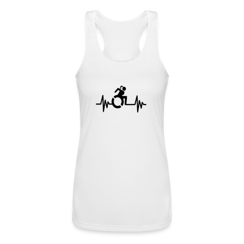 Wheelchair girl with a heartbeat. frequency # - Women’s Performance Racerback Tank Top