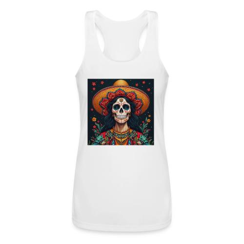 Charra Skull Art | Traditional Mexican Design - Women’s Performance Racerback Tank Top