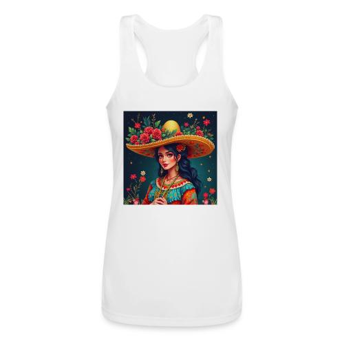 Mexican Design, Regional Mexican Charro Woman - Women’s Performance Racerback Tank Top