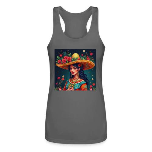 Mexican Design, Regional Mexican Charro Woman - Women’s Performance Racerback Tank Top