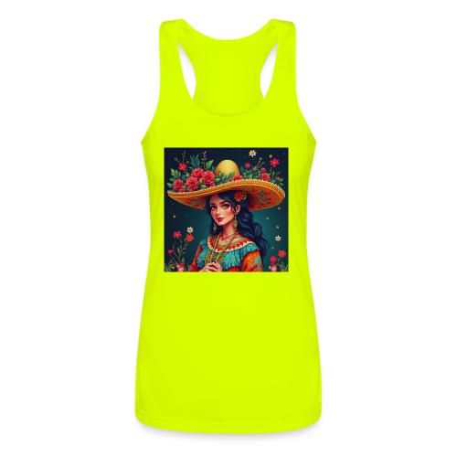 Mexican Design, Regional Mexican Charro Woman - Women’s Performance Racerback Tank Top