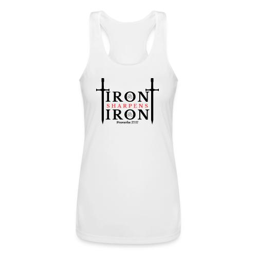 Iron Sharpens Iron - Proverbs 27:17 (Black & Red) - Women’s Performance Racerback Tank Top