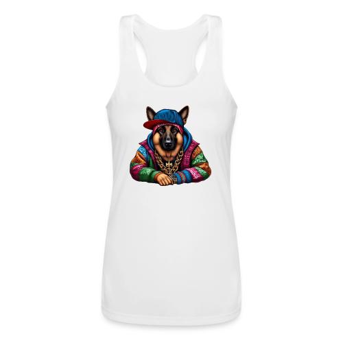 German Shepherd The Rapper Drawing - Women’s Performance Racerback Tank Top