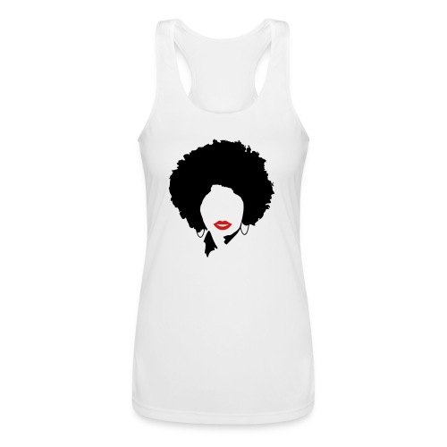 Afro with red lips - Women’s Performance Racerback Tank Top