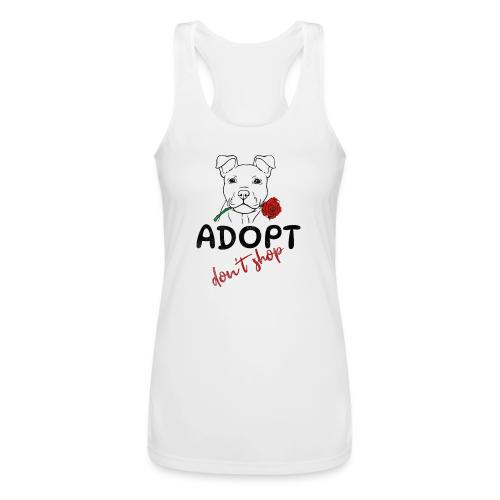 Retro Adopt Dont Shop Cute Puppy Rose Tee - Women’s Performance Racerback Tank Top