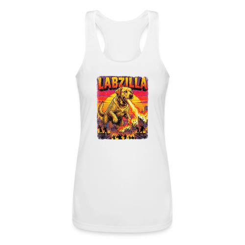 Labzilla Giant Yellow Labrador Monster Tee - Women’s Performance Racerback Tank Top