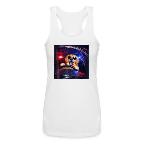 Funny Police Golden Retriever Meme Tee - Women’s Performance Racerback Tank Top