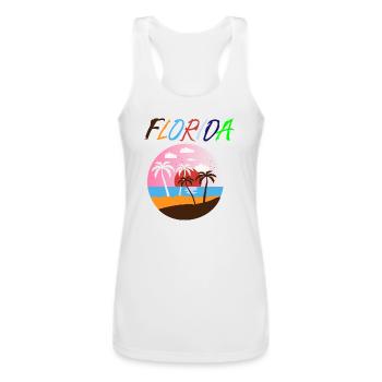 Florida Sunset Beach Palm Trees – Vibrant Tropical - Women’s Performance Racerback Tank Top - white - Front - AI Model Female 180 light (180cm)