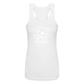 Aloha Family Vacation Relatives Travel Holidays - Women’s Performance Racerback Tank Top - white - Front - AI Model Female 180 light (180cm)