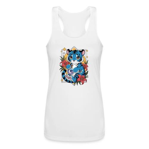 Mystic Blue Tiger Anime Potion Design – Cute tiger - Women’s Performance Racerback Tank Top