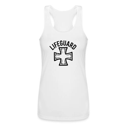 Lifeguard Cross Emblem - Women’s Performance Racerback Tank Top