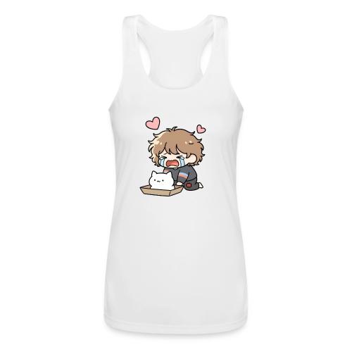 Crying Chibi Boy with Stray Cat - Women’s Performance Racerback Tank Top