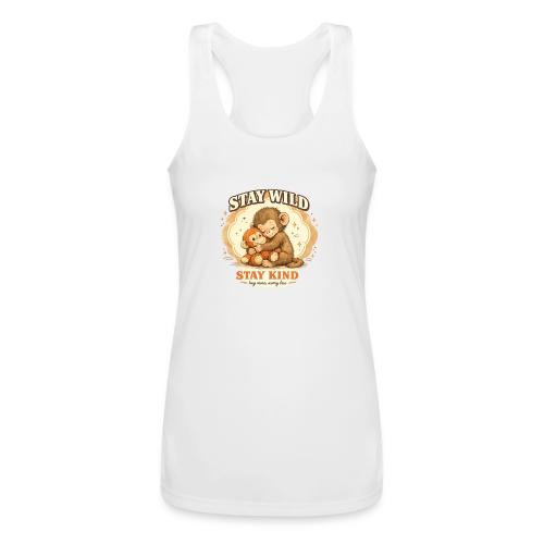 Stay Wild Stay Kind Punch Monkey Hug - Women’s Performance Racerback Tank Top