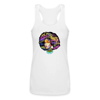 Afro Woman Hair - Women’s Performance Racerback Tank Top - white - Front - AI Model Female 180 light (180cm)