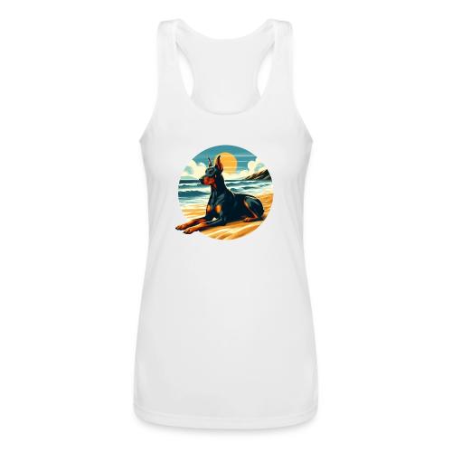Doberman On The Beach - Women’s Performance Racerback Tank Top