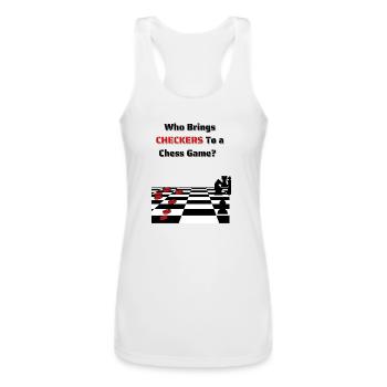 Checkers and Chess - Women’s Performance Racerback Tank Top - white - Front - AI Model Female 180 light (180cm)