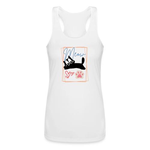 Meow Cat Paw Cute Kitty Lover Design - Women’s Performance Racerback Tank Top