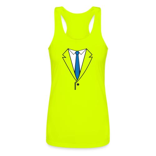 Suit with Blue Tie - Women’s Performance Racerback Tank Top