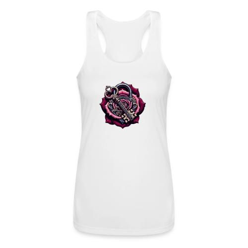 You Hold the Key to My Heart Rose Lock T-Shirt - Women’s Performance Racerback Tank Top