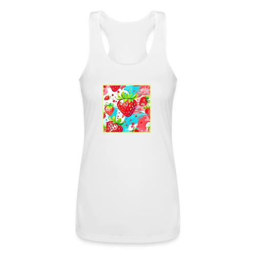 Strawberry Splash Pattern - Women’s Performance Racerback Tank Top