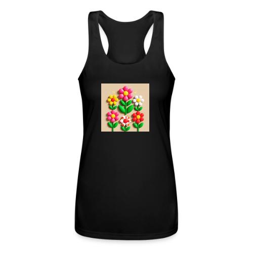 3D Flowers and Butterflies in Amber, Floral Design - Women’s Performance Racerback Tank Top