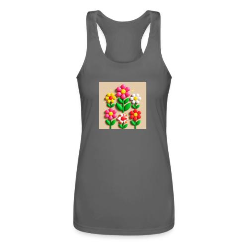 3D Flowers and Butterflies in Amber, Floral Design - Women’s Performance Racerback Tank Top